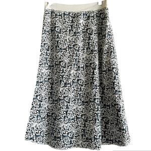 Fresh Produce Boca Skirt Knee Length Floral Pull On Palm Baroque White SM